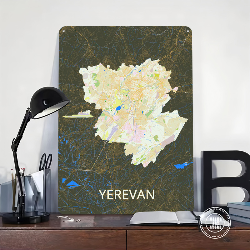 Yerevan City Map Tinplate Post - đánh giá và giá Retro Poster Gaming