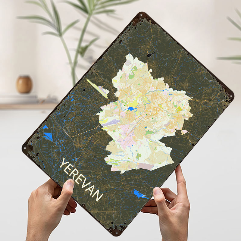 Yerevan City Map Tinplate Post - đánh giá và giá Retro Poster Gaming