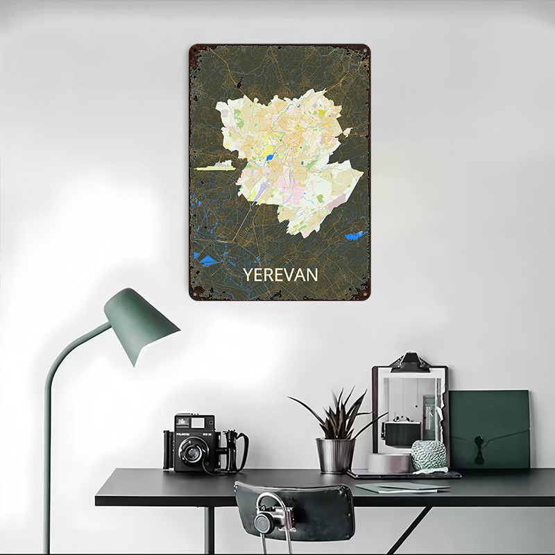 Yerevan City Map Tinplate Post - đánh giá và giá Retro Poster Gaming