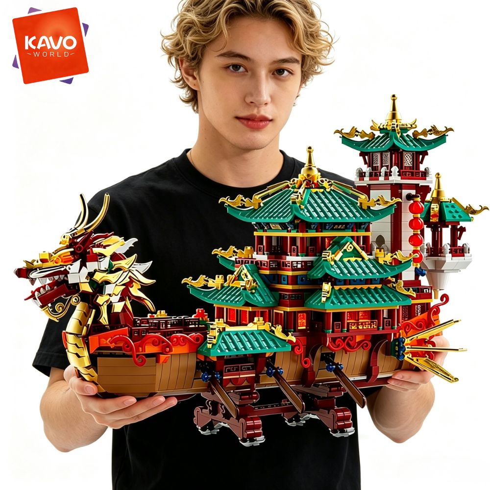 KAVOWORLD 2453pcs Dragon Boat  - đánh giá và giá Retro Gaming Lego